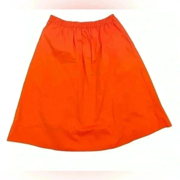 NWT DONNA KARAN NEW YORK Orange Pleated ALine Skirt in Coastal Garden Size Small - Picture 5 of 8